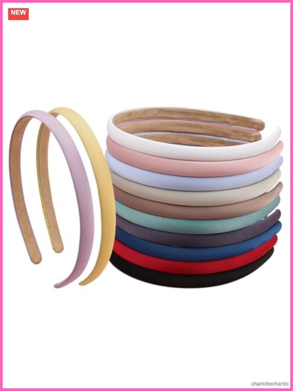 12 Pack 10mm Thin Satin Fabric Headbands Non-Slip for Women Girls